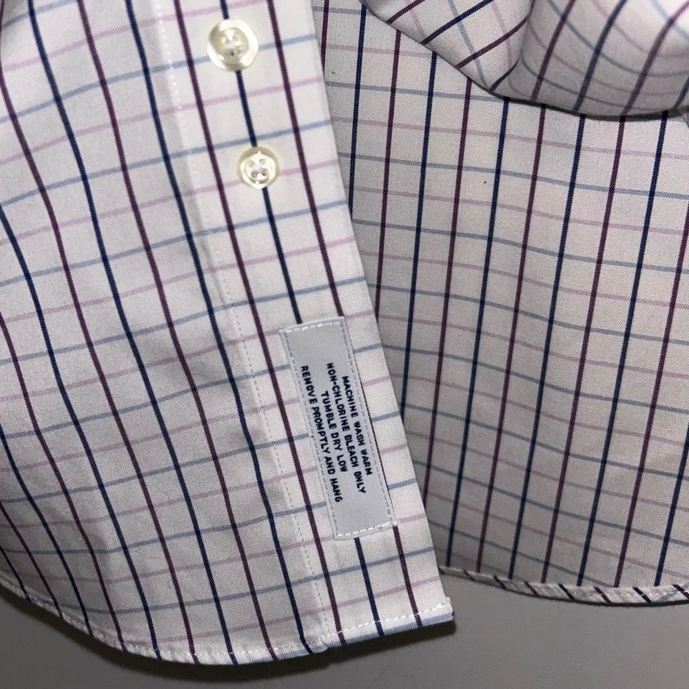 Brooks Brothers Slim Fit Dress Shirt non iron blue, purple check sz 16 1/2‎